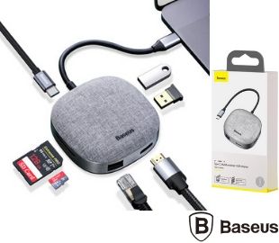 BASEUS CAHUB-DX0G HUB USB-C A USB3.0*2+HDMI+RJ45+SD/TF+PD