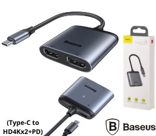 BASEUS CAHUB-I0G HUB ADAPTADOR DE USB-C A HDMI4K*2+PD HD