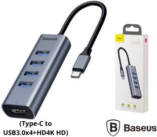 BASEUS CAHUB-N0G HUB ADAPTADOR DE USB-C A USB3.0*4+HDMI