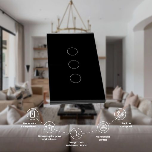 INTERRUPTOR DE LUZ INTELIGENTE X3 WIFI TUYA BSMART NEGRO