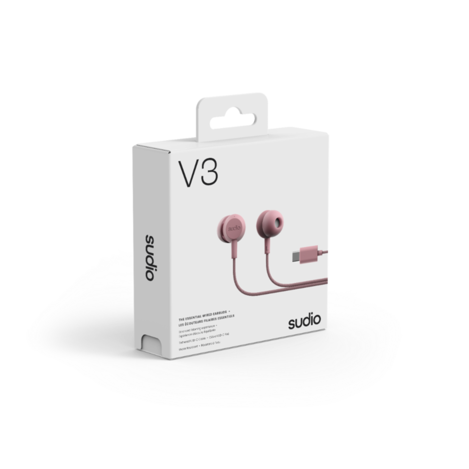 Auriculares cableados SUDIO V3 USB-C Rosa con microfono