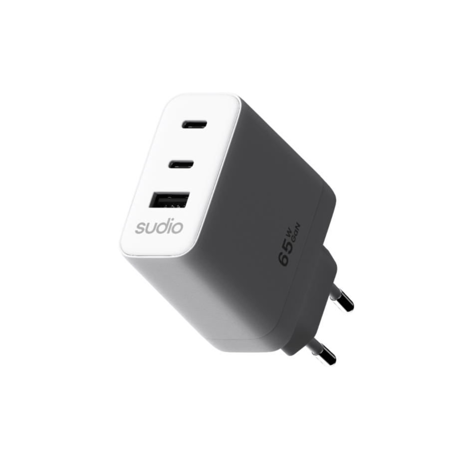 CARGADOR DE PARED SUDIO P3 64W Blanco 2x USB-C y 1x USB-A