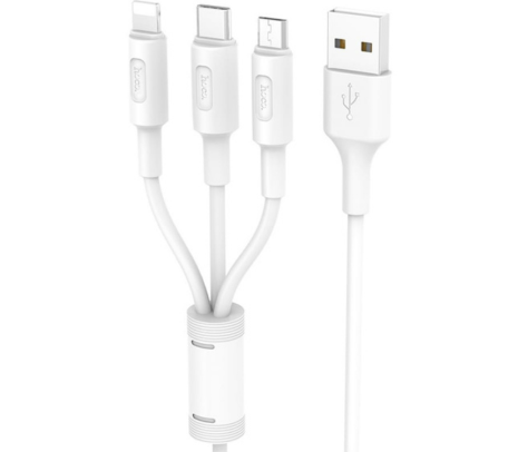 CABLE SOARER HOCO X25 3 EN 1 USB-C/LIGHT/MICRO BLANCO 1M