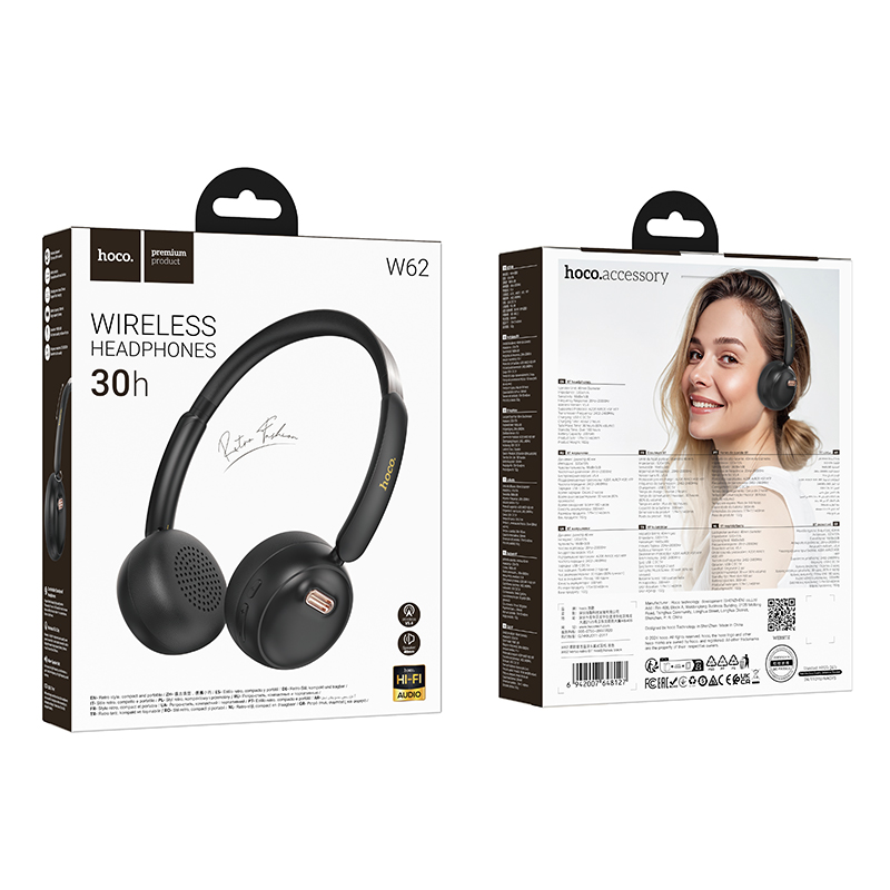 Auriculares HOCO W62 VERSO RETRO Bluetooth Negro