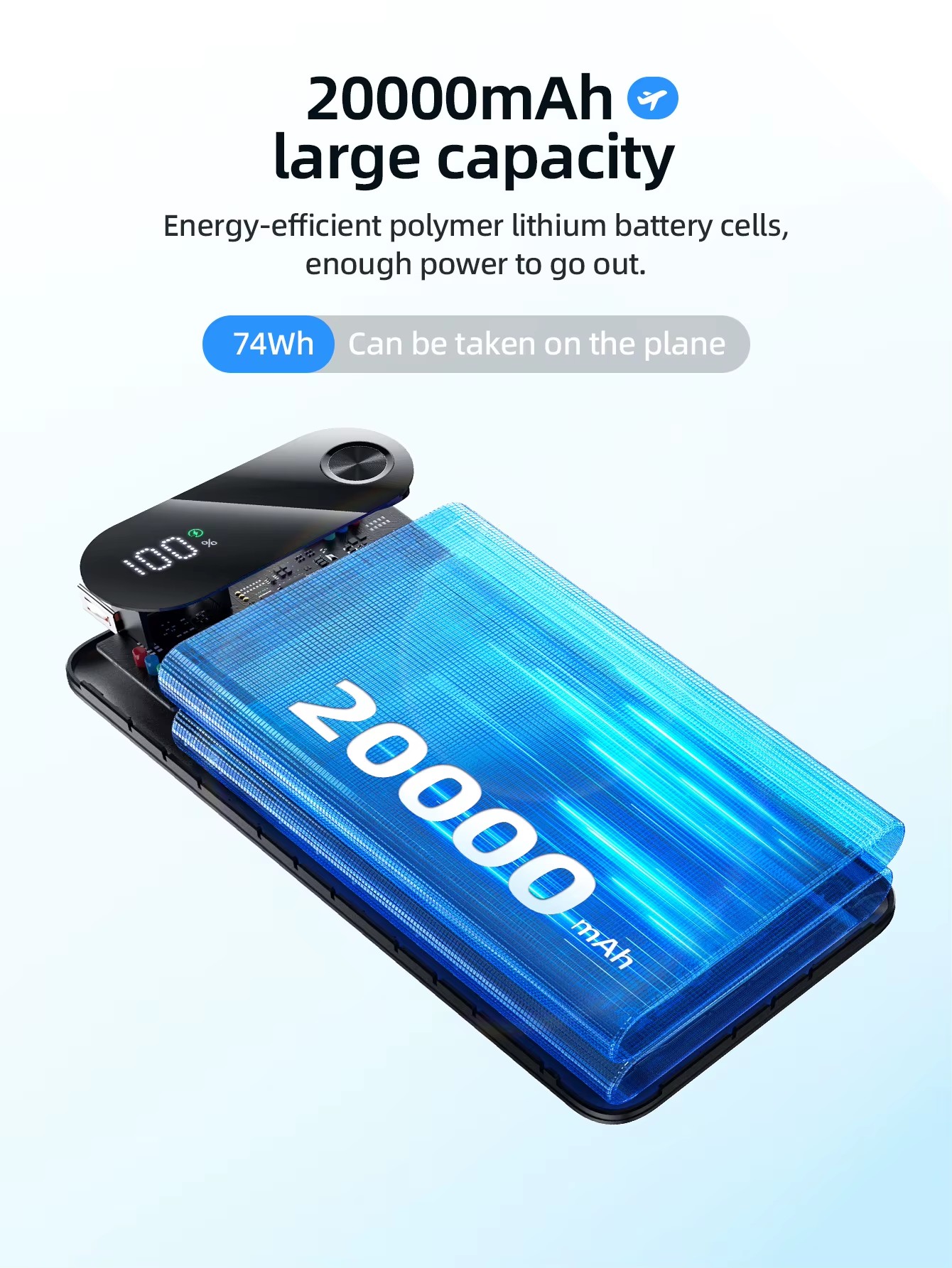 POWERBANK HOCO J154A VICTORIOUS 22.5W+PD20W 20.000MAH Negro