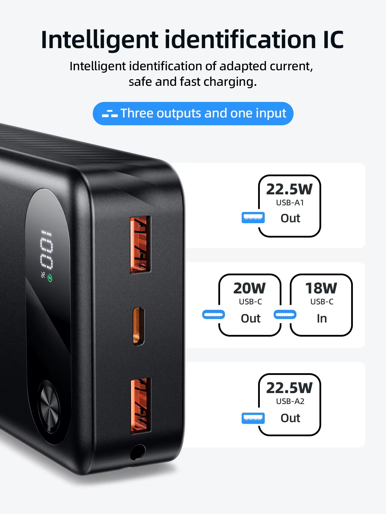 POWERBANK HOCO J154A VICTORIOUS 22.5W+PD20W 20.000MAH Blanco