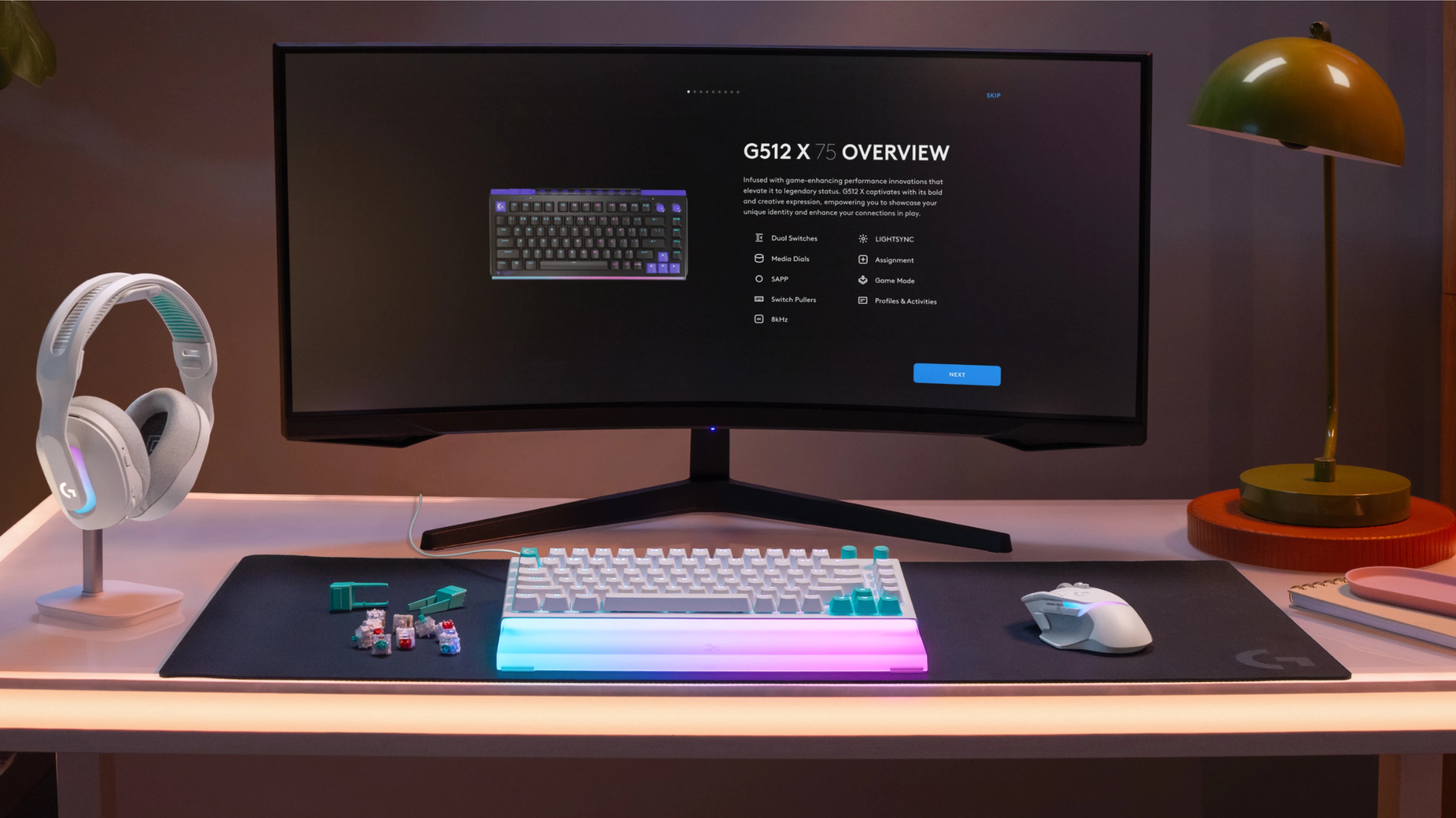 Teclado Logitech G512 X 75 RGB Mecanico US QWERTY Blanco