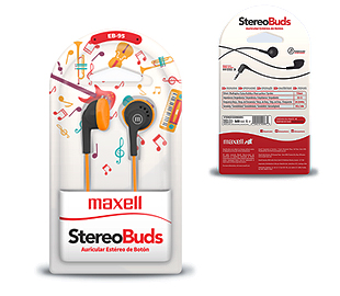 MAXELL 347840 EB-95 BLACK/ORANGE EARPHONES STEREO