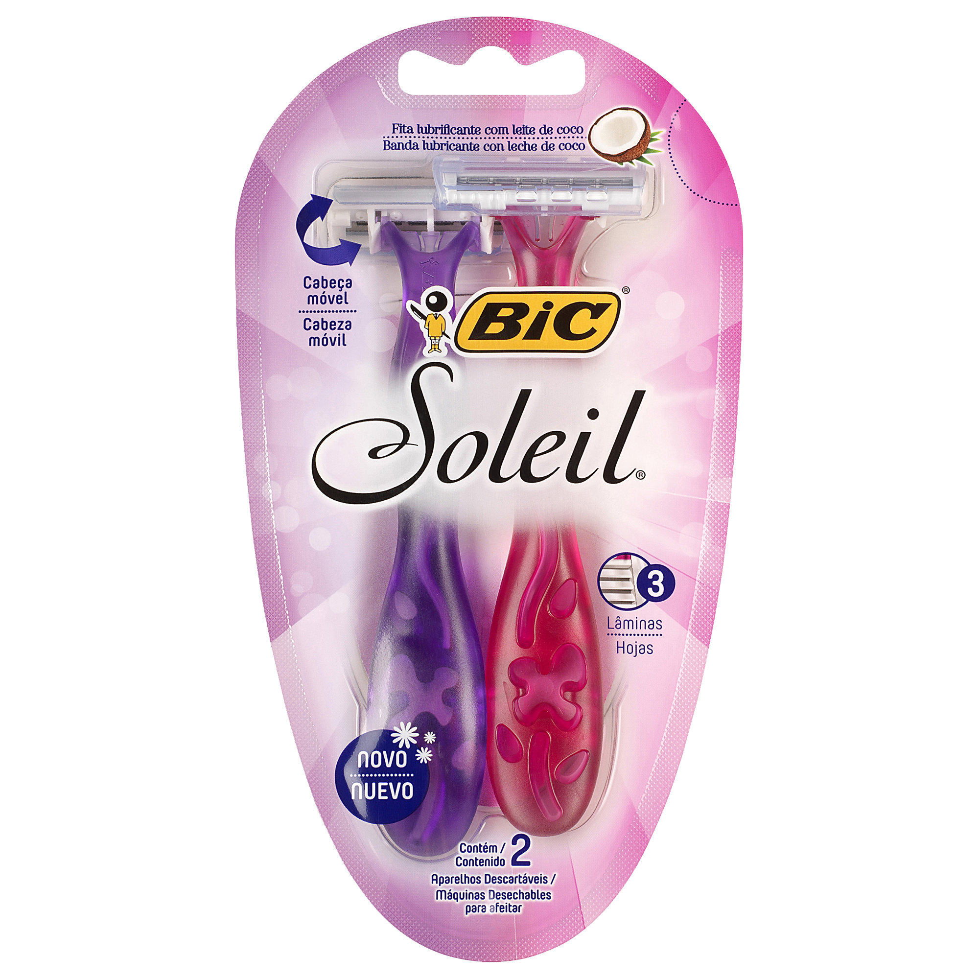 AFEITADORA BIC FEMENINA SOLEIL ROSA&LILA BLISTER X2U