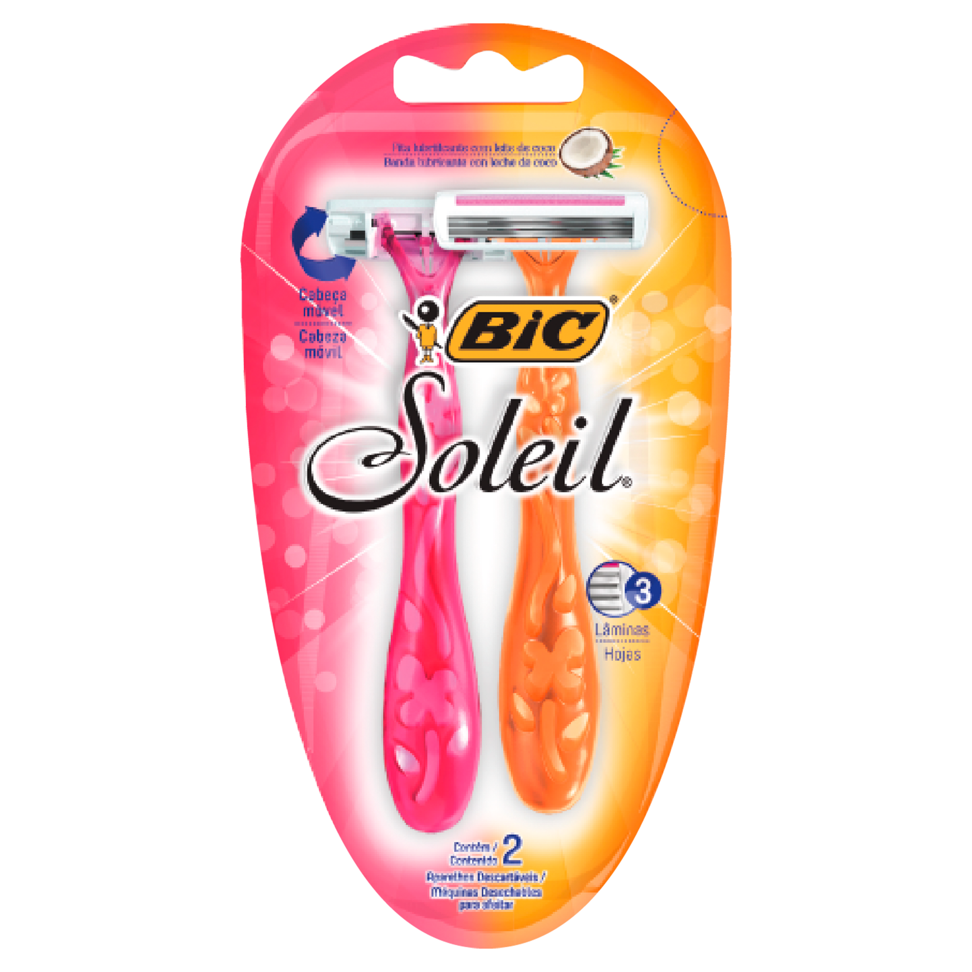 AFEITADORA BIC FEMENINA SOLEIL ROSA&NARANJA BLISTER X2U