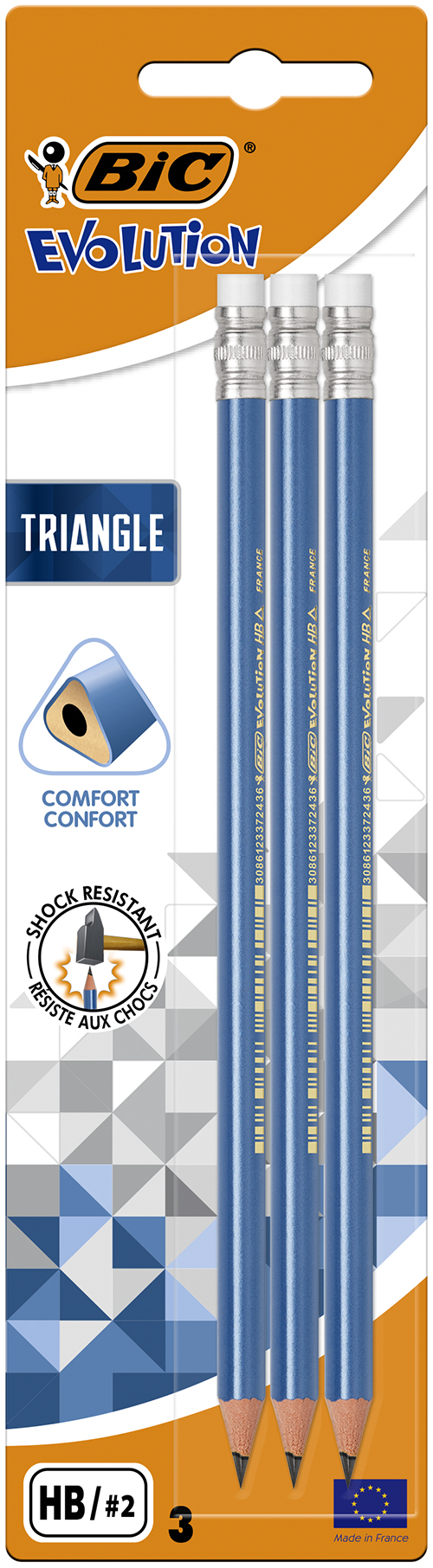 LAPIZ GRAFITO EVOLUTION BIC TRIANGULAR C/GOMA BL X3