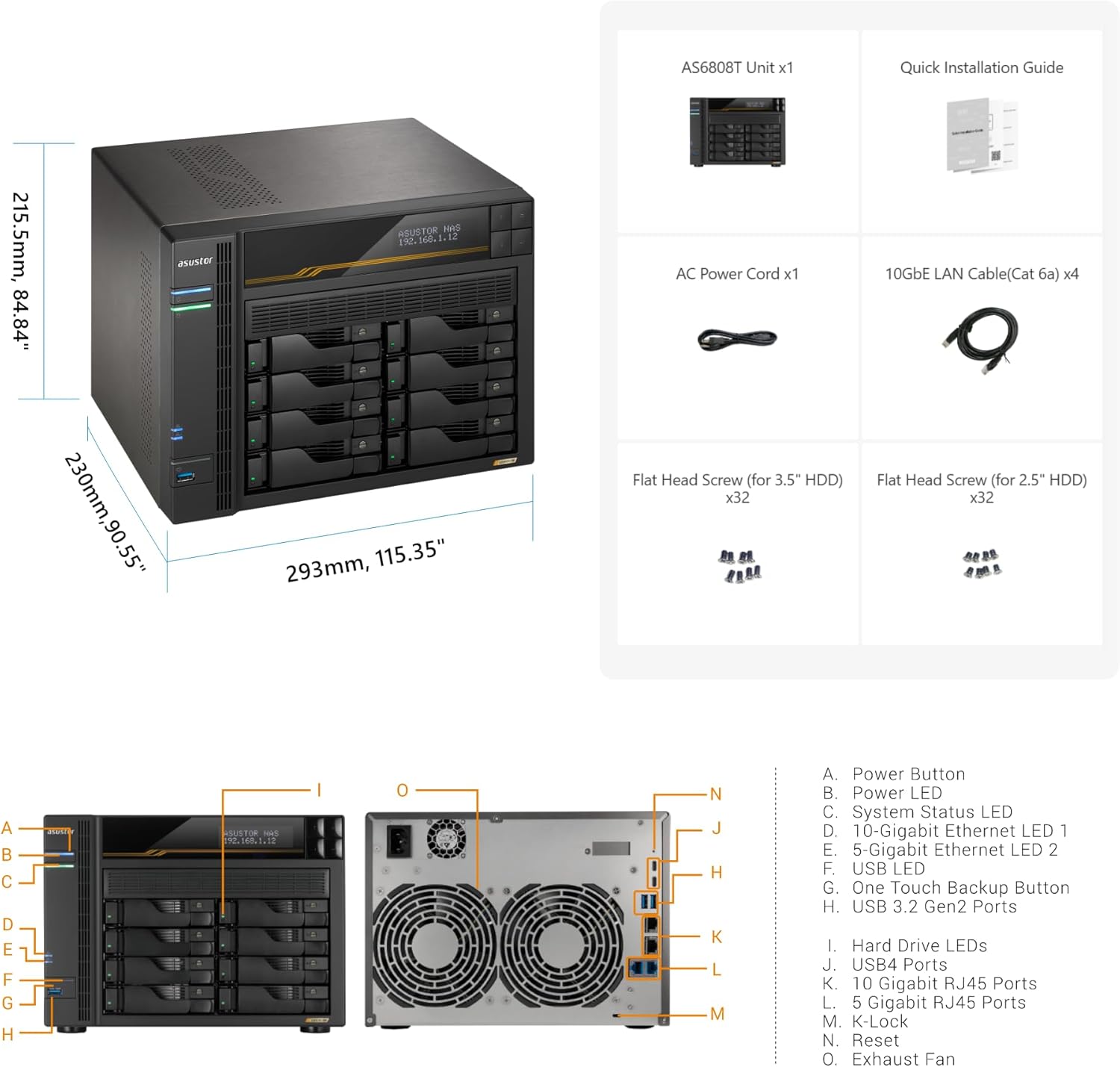NAS ASUSTOR AS6808T 8 BAHIAS / 16GB DDR5 ECC / AMD RYZEN V3C