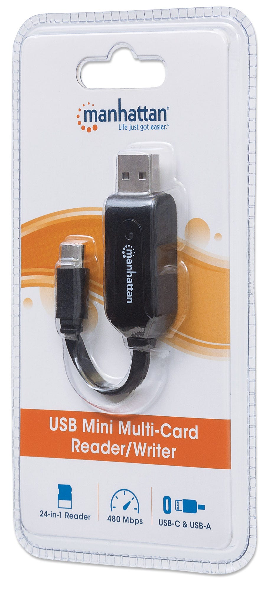 Lector Mem. 24 Tipos USB 2.0 o USB C | Manhattan