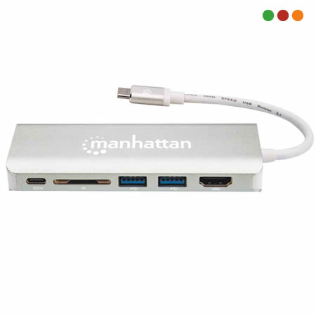 HUB USB-C DOCKING 2 USB HDMI RJ45 SD CARD MANHATTAN