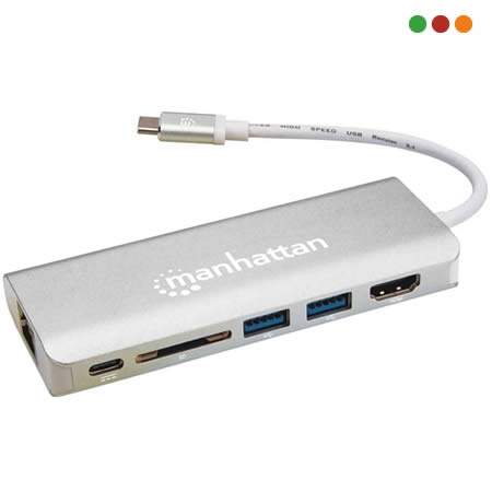 HUB USB-C DOCKING 2 USB HDMI RJ45 SD CARD MANHATTAN