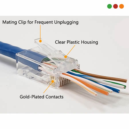 Conector Ficha RJ45 Cat6 Anbyte Pass Through Bolsa x100