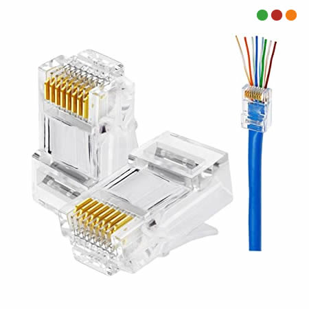 Conector Ficha RJ45 Cat6 Anbyte Pass Through Bolsa x100