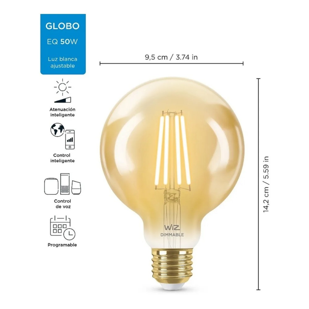 WiZ LAMP WIFI FILAMENTO GLOBO G95/E27 LED 6.9W