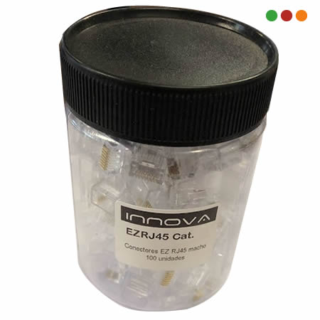 Conector Ficha RJ45 Cat 5e Frasco x100 EZ Pass Through