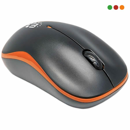 Mouse Inalámbrico SUCCESS Negro y Naranja | USB-MANHATTAN