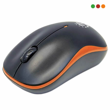 Mouse Inalámbrico SUCCESS Negro y Naranja | USB-MANHATTAN