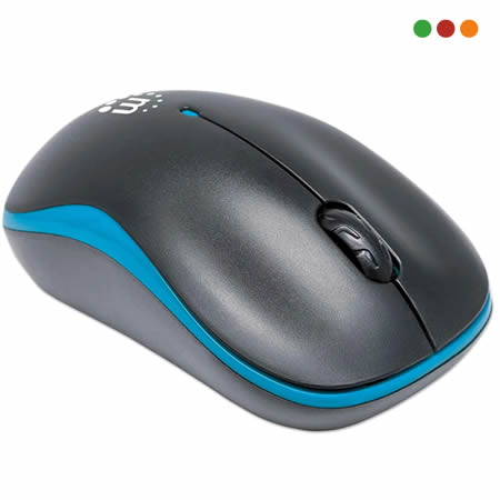 Mouse Inalámbrico SUCCESS Negro y Azul | USB-MANHATTAN