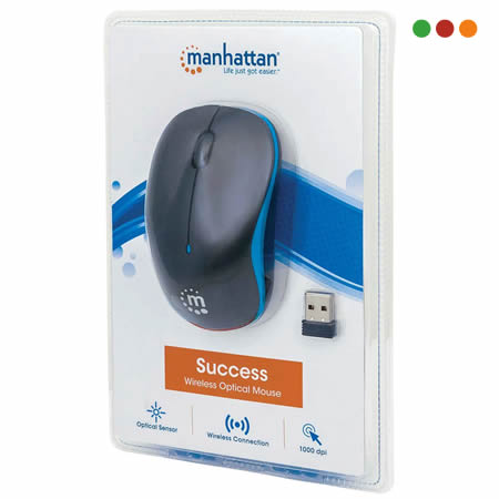 Mouse Inalámbrico SUCCESS Negro y Azul | USB-MANHATTAN