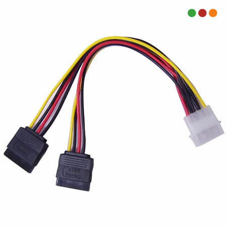 Cable SATA Alimentacion en Y / 1 Molex a 2 Sata | Generico