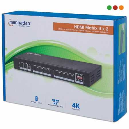 Splitter HDMI Matriz 4 HDMI x 2 Pantallas 4k Manhattan