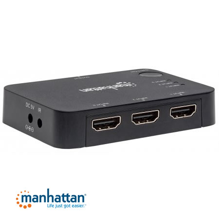 Switcher HDMI 3IN 1OUT 4K/UHD c/C. Remoto Manhattan