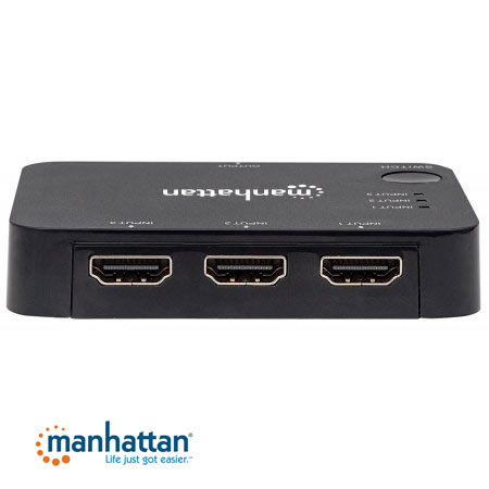 Switcher HDMI 3IN 1OUT 4K/UHD c/C. Remoto Manhattan