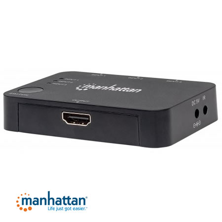 Switcher HDMI 3IN 1OUT 4K/UHD c/C. Remoto Manhattan