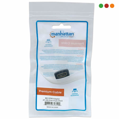 Adaptador HDMI H / M-90º Hacia abajo 4K @ 60H | Manhattan