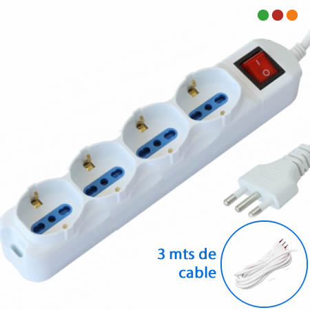 Zapatilla Alargue-2 x Shuko + 4 x 3enL / Cable 3 mts