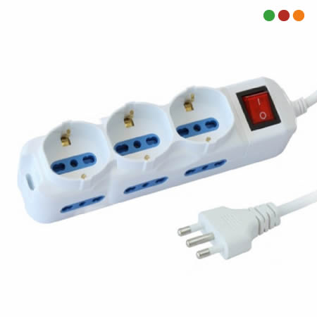 Zapatilla Alargue-3 x Shuko + 6 x 3enL / Cable 3 mts