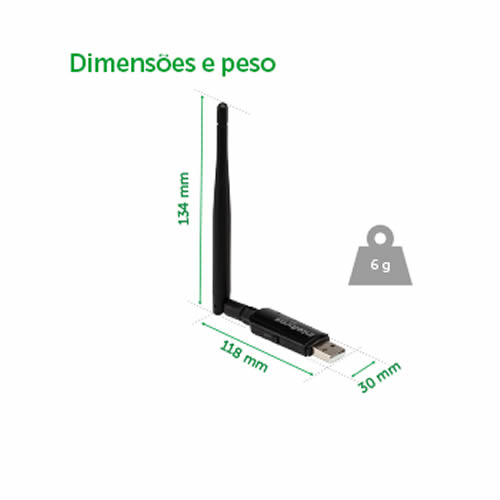 Adaptador WiFi USB 300N IWA3001 Antena Extraible INTELBRAS