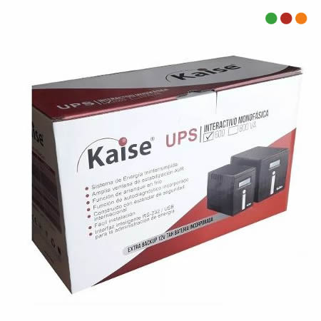 UPS 800VA KAISE Tec. Interactiva 220v 2xSchuko y 3 en L