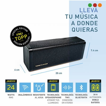 Parlante Thonet & Vander Portable BT Frei TOPP Negro