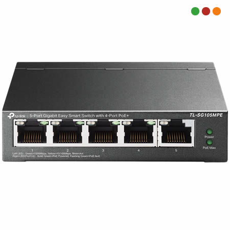Switch PoE 5 x Gigabit 4 x PoE+ AF/AT-TL-SG105MPE-TP-LINK