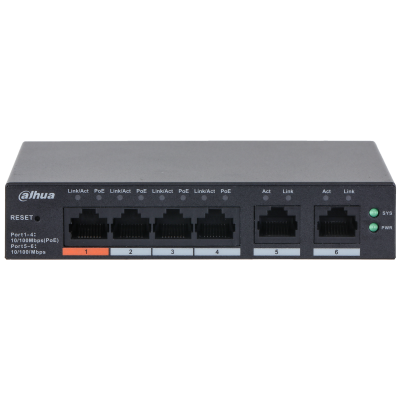 Switch PoE 6p 10/100, 4 PoE, Cloud Dahua CS4006 60W