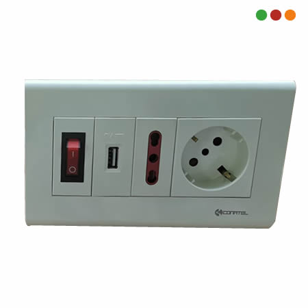 Alargue 1 x Schuko 1 x 3enL 1 USB Cable 2 mts VIVION