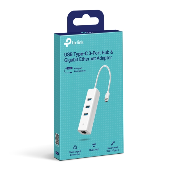 Conversor USB C a Red 10/100/1000 Gigabit + Hub USB 3.0 UE330C | TP-LINK