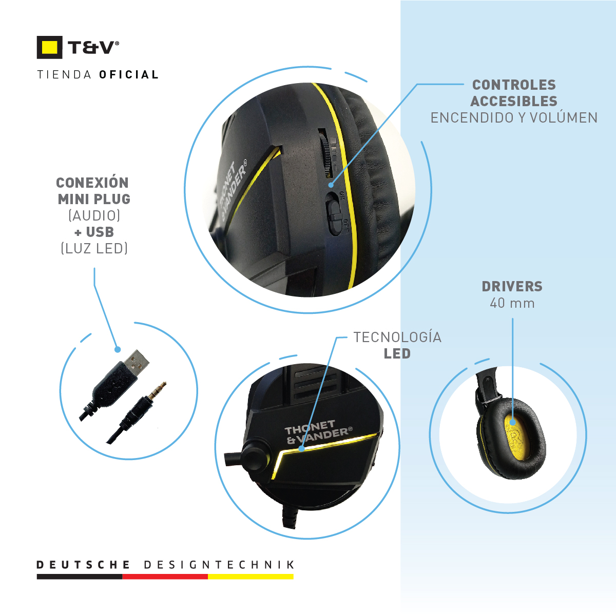 Auricular Thonet & Vander GAMER VX70 con Mic