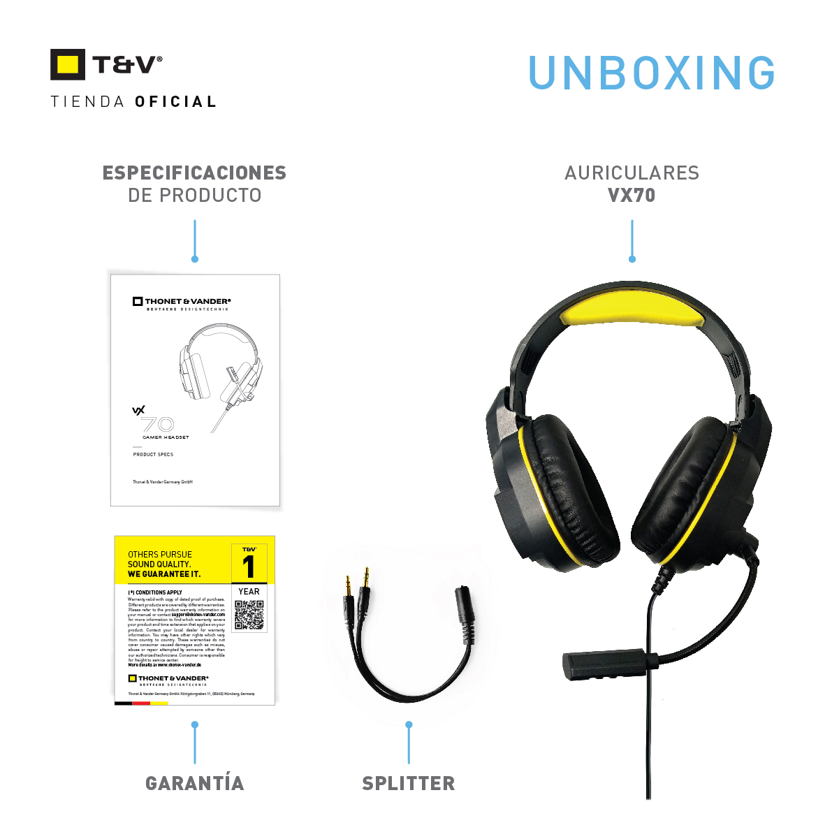 Auricular Thonet & Vander GAMER VX70 con Mic