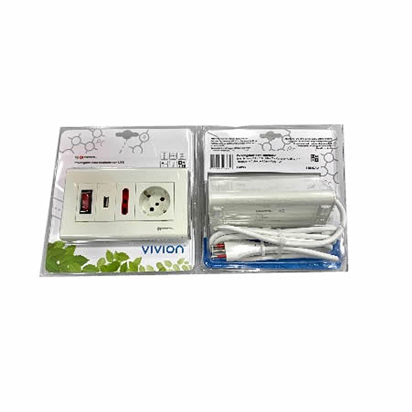 Zapatilla VIVION 1x Schuko + 1x 3enL + 1 USB / Cable 2 mts