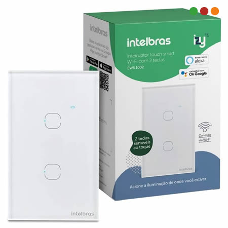 Llave de Luz INTELBRAS TOUCH Wifi x2 EWS 1002 IZY BLANCO