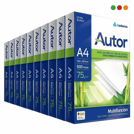 Papel A4 Autor Blanco 75 grs Resma 500 hojas