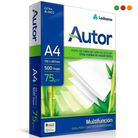 Papel A4 Autor Blanco 75 grs Resma 500 hojas