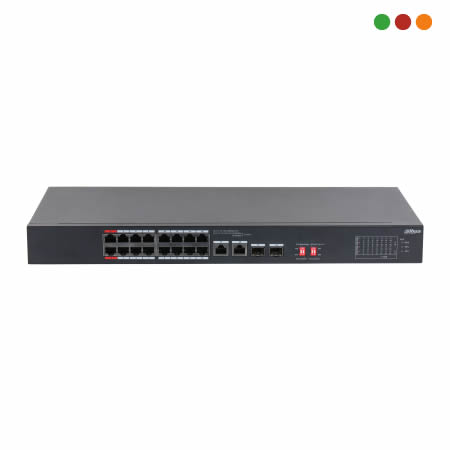 Switch PoE 18p 16 x PoE 10/100 2 x Giga | 2 SFP / S3218-16ET-240-DAHUA