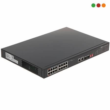 Switch PoE 18p 16 x PoE 10/100 2 x Giga | 2 SFP / S3218-16ET-240-DAHUA